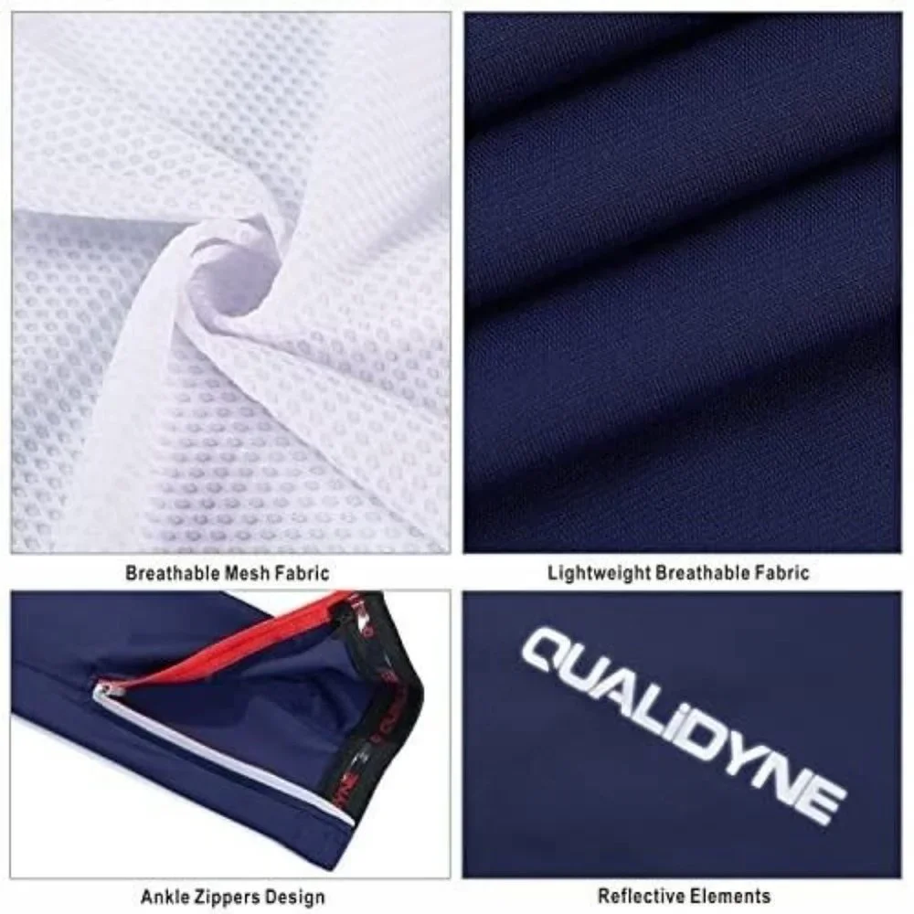 Qualidyne Cycling Bib Pants Leggings Padded Thermal Light Fleece Lining...